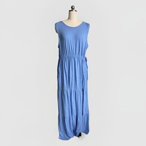Caslon Women's Knit Blue Maxi Dress Sleeveless Sz Large